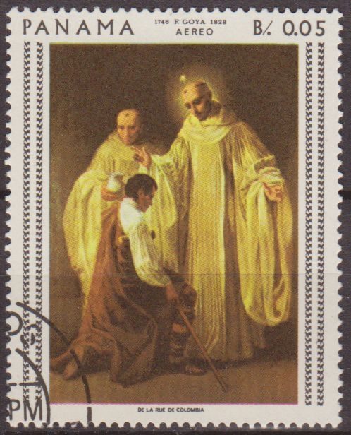 Panama 1959 Scott 481C Sello * Pinturas de Goya Correo Aereo Santos Bernardo y Roberto matasellos de favor Preobliterado 